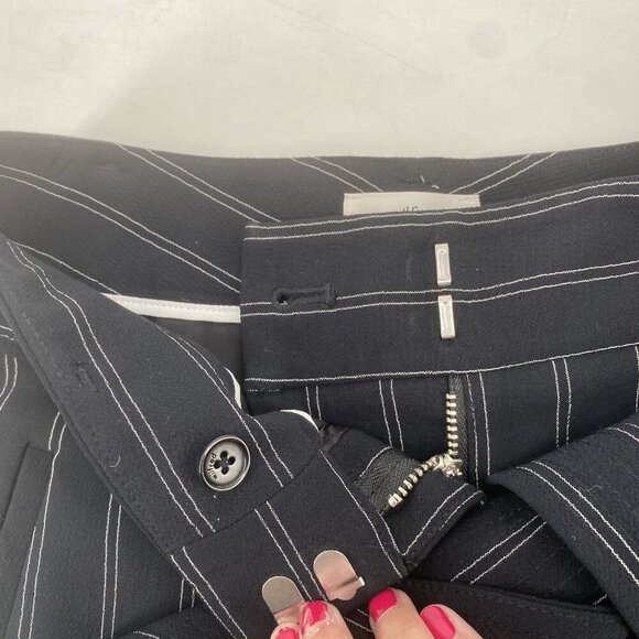 ARITZIA Wilfred Size 6 Black Striped Trousers Pants High Waist Belted - Picture 6 of 12